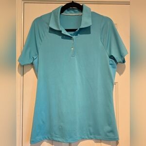 Women's turquoise golf sport shirt sleeve polo shirt Size Medium